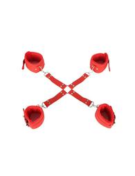 SM Red Bondage Sex Leather Handcuffs Cross Buckle Hands