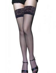 Black Thigh High Flower Lace Silicone non-slip Stocking