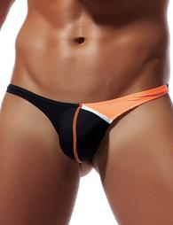 Black-Orange Thin Ice Silk Low Waist Men's String