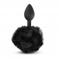 Black Color Silicone Butt Plug with Black Tail