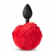 Black Color Silicone Butt Plug with Red Tail